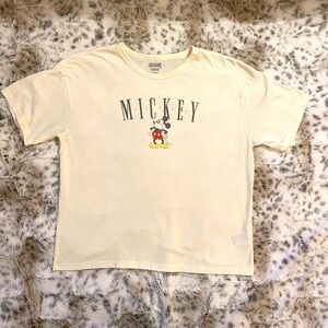 Disney Mickey Tailgate Y2K Style Cream Short Sleeve Top Size M